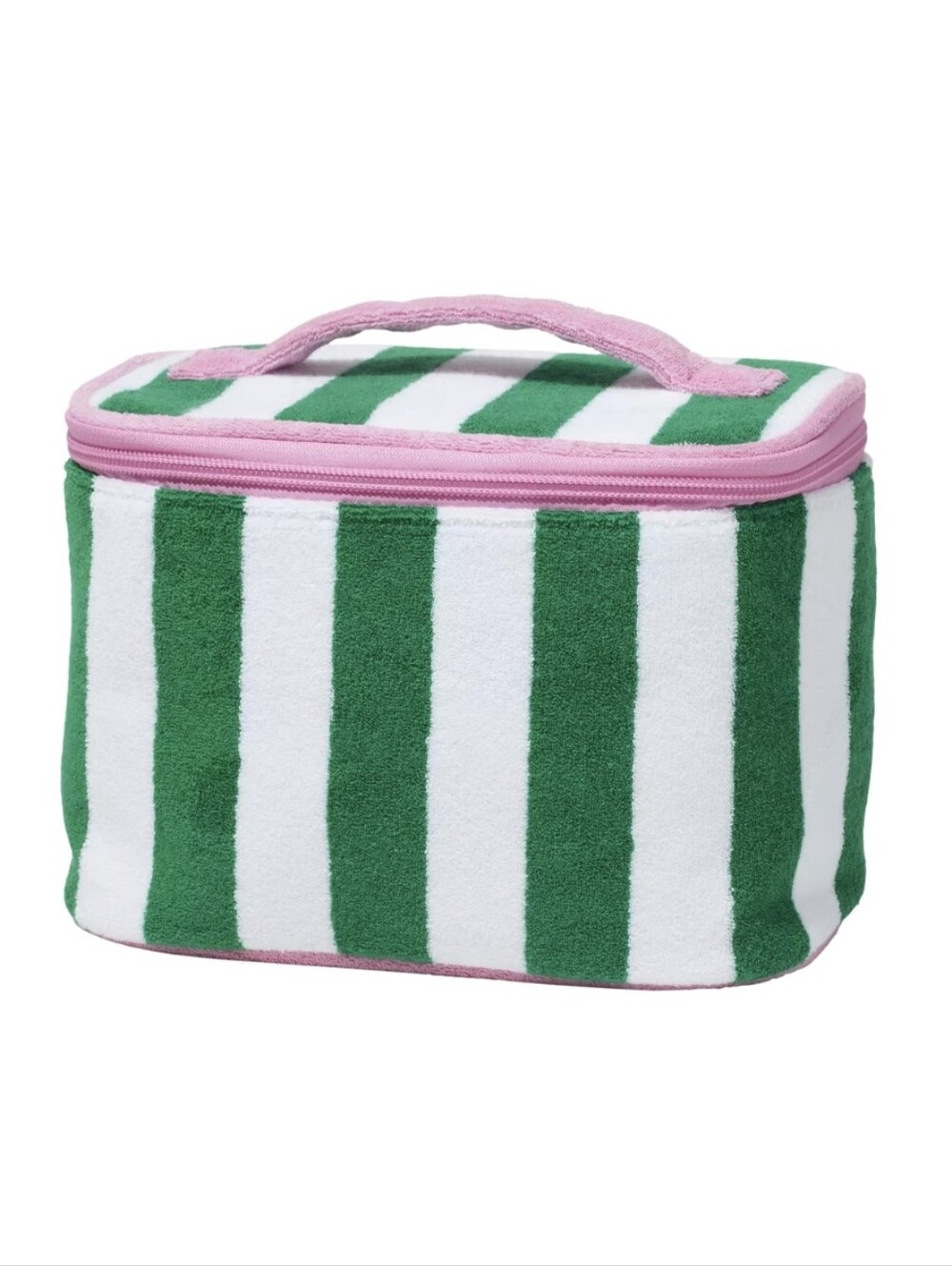 Ulta Beauty Pink & Green Striped Travel Case.